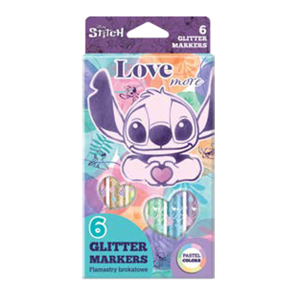 Stitch glitterstiften set 6-delig