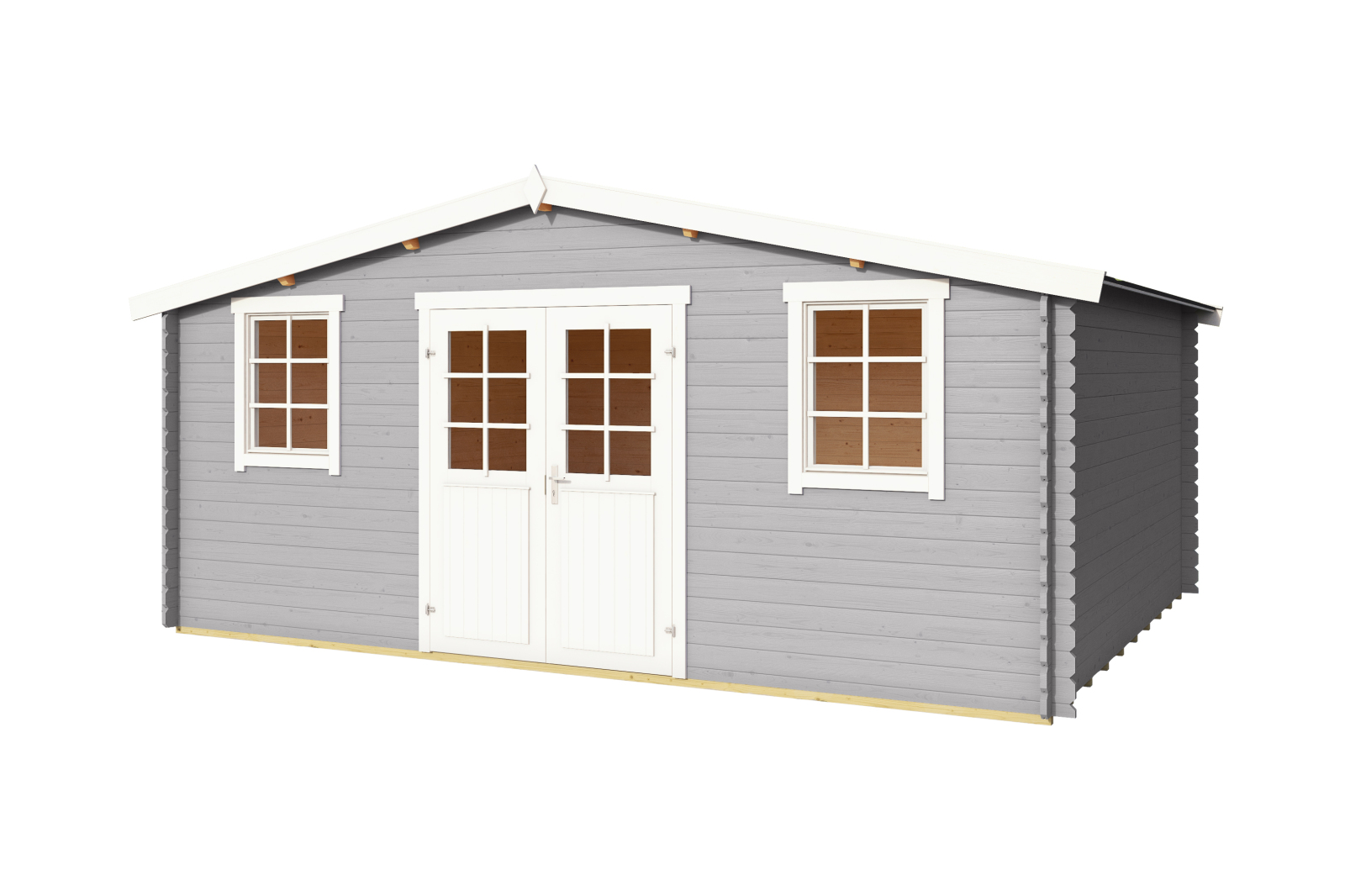 Gartenhaus WELS 5 - lichtgrau - Fichte massiv - 510x400 cm