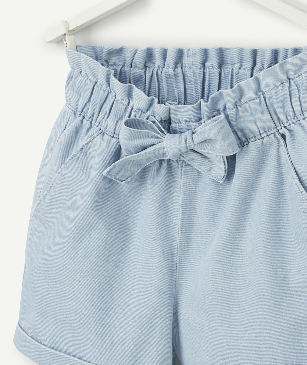 short fille en denim low impact avec noeud