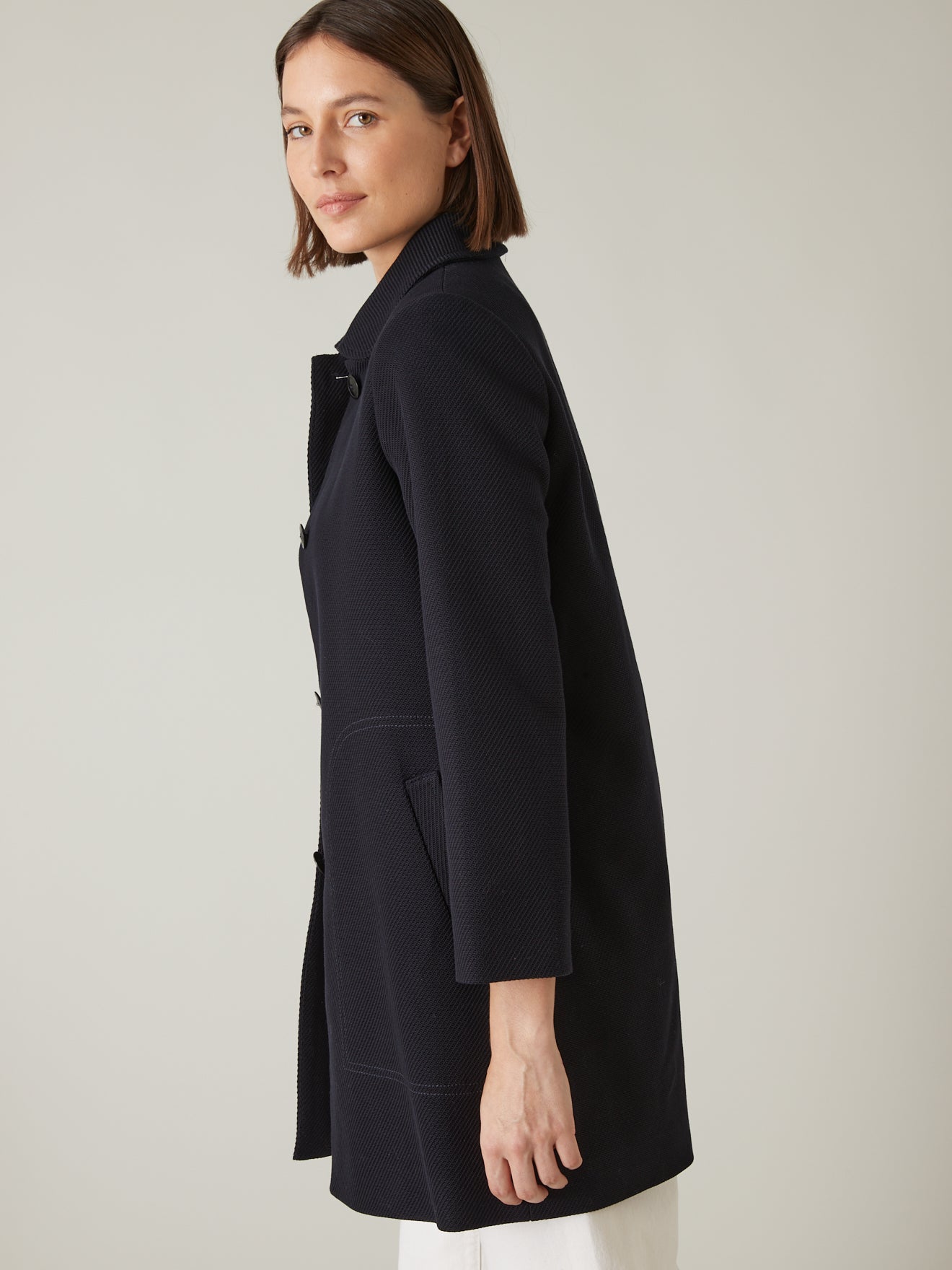 Manteau Car Coat piqué de coton femme