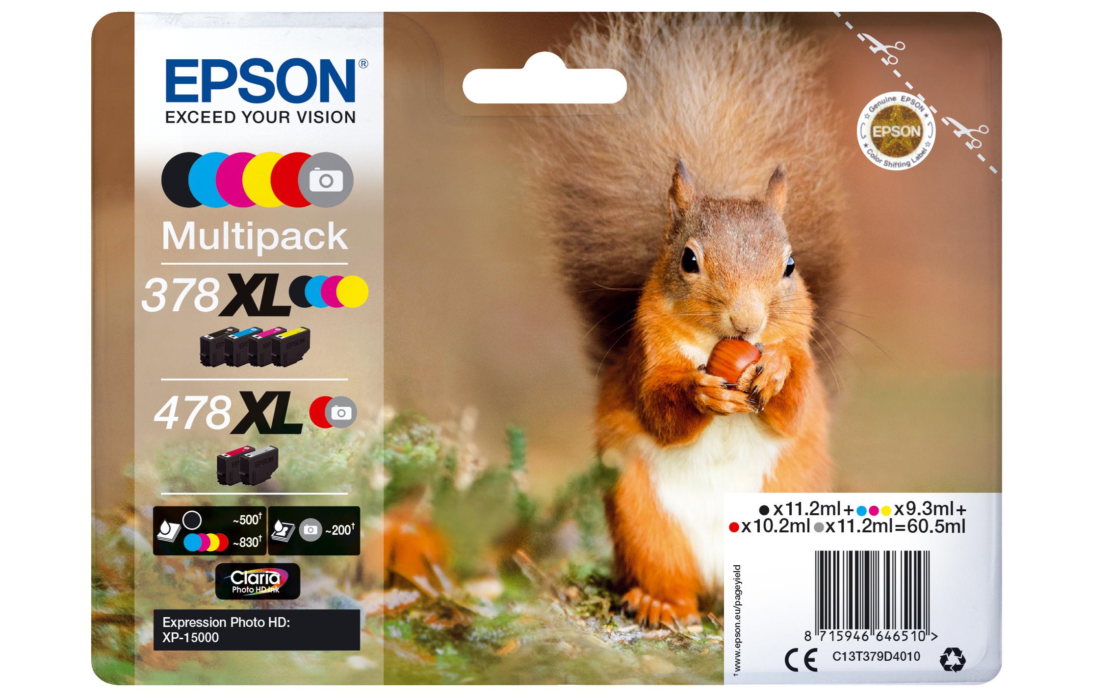 Tinte Epson 378XL / 478 XL<br>Tintenset: Schwarz, Cyan, Magenta, Gelb, Rot und Grau