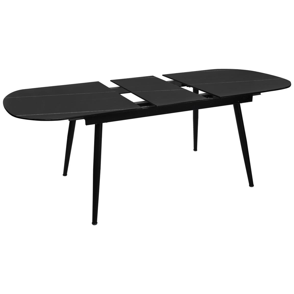 TABLE DINER VERRE 160 A 200CM NOIR MAPU
