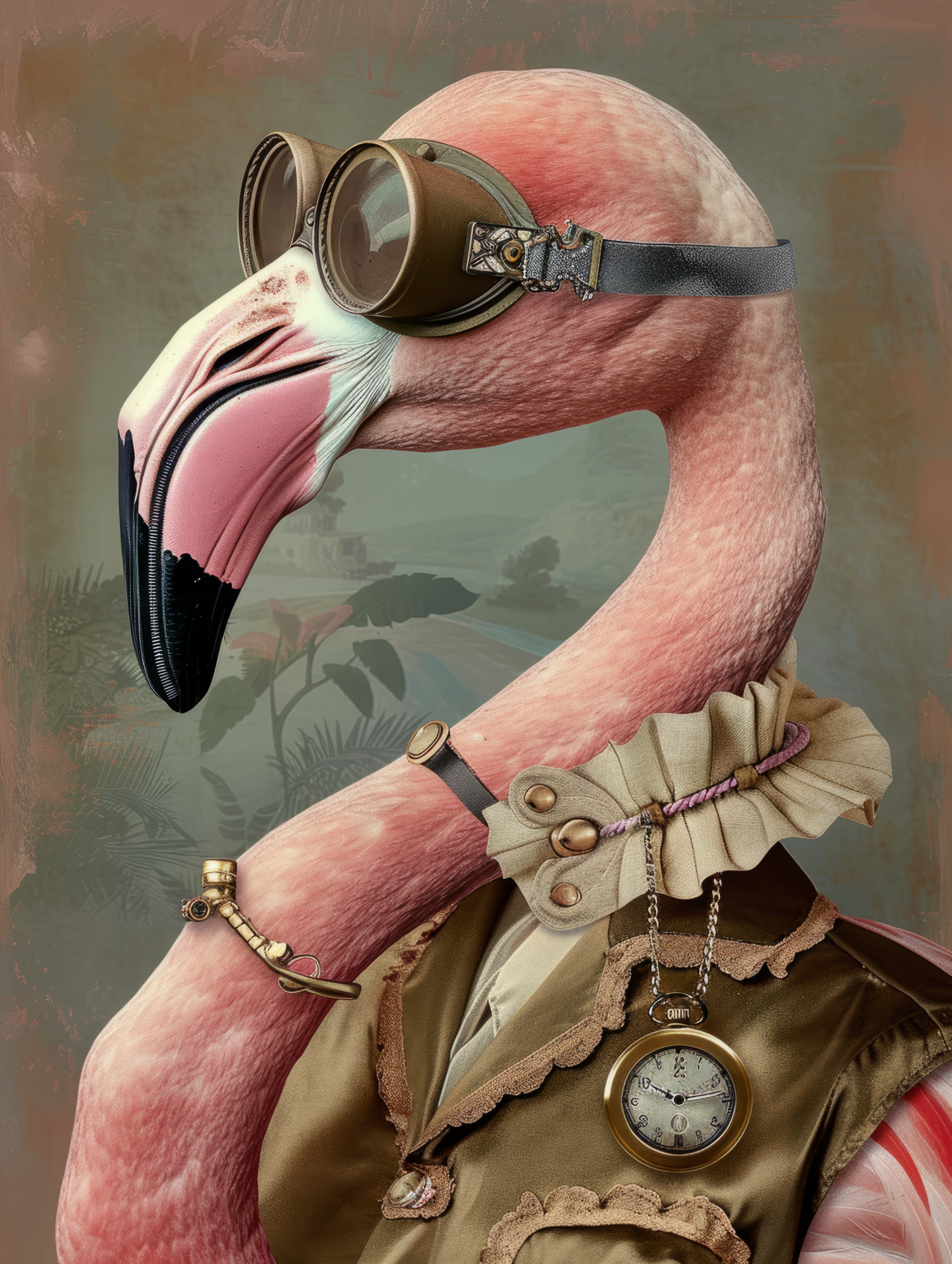 Canvas schilderij van een flamingo 80x120 cm