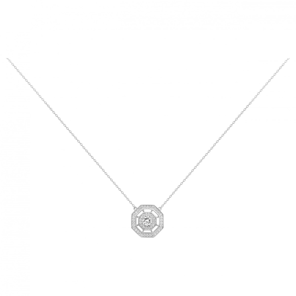 Collier mono-motif en Argent avec oxyde de zirconium blanc