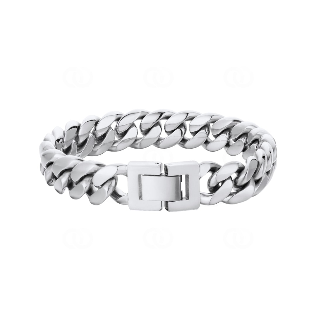 12mm Cuban Link Panzerarmband silbrig