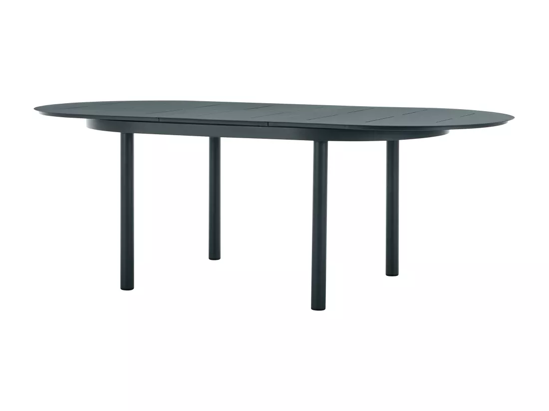 Salle à manger de jardin en aluminium : table extensible L.170/240 cm et 6 fauteuils empilables - Anthracite - LOTTYS de MYLIA