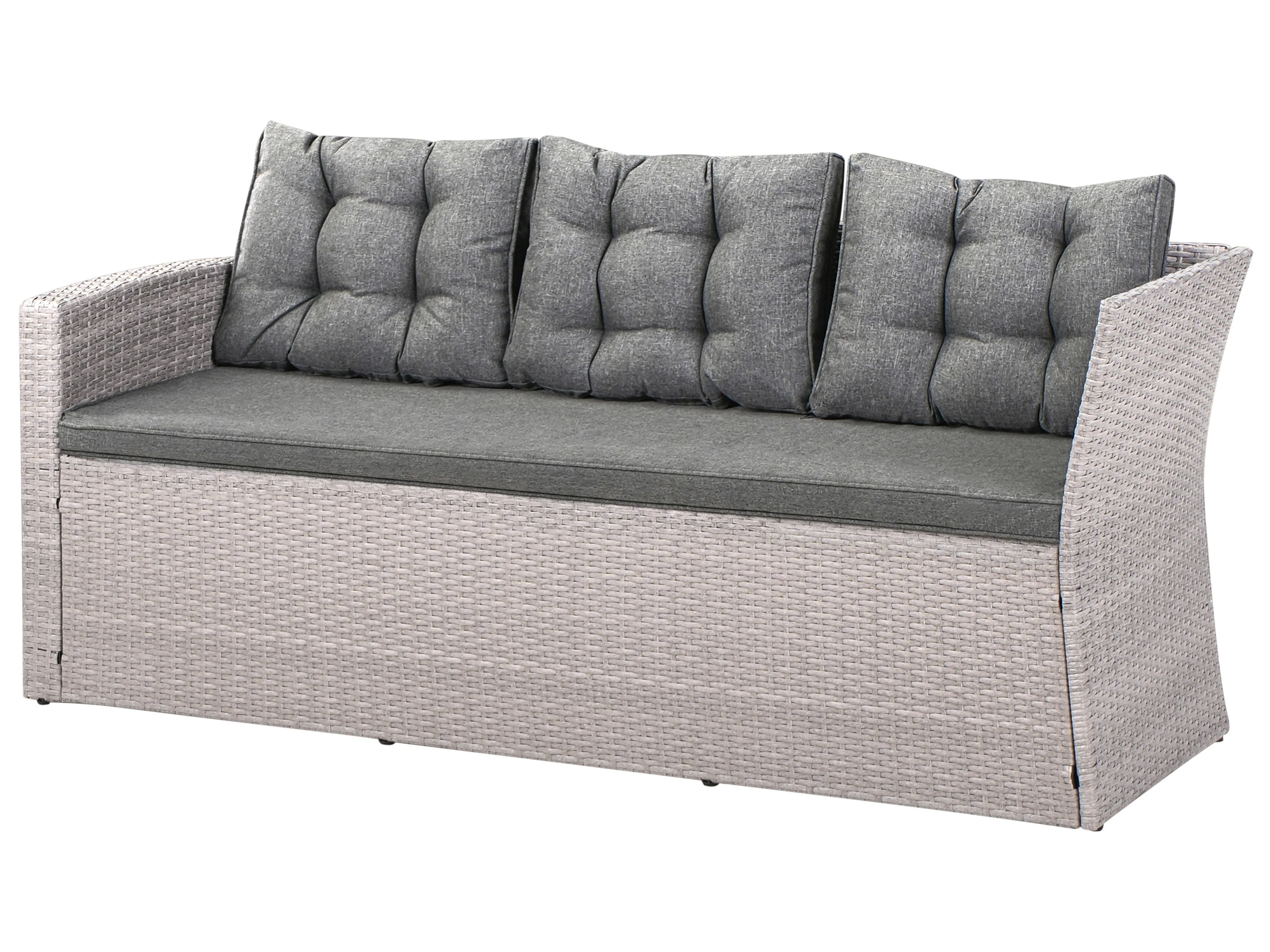 Loungeset met tafel 8-zits VITERBO met kussens PE rotan Grijs