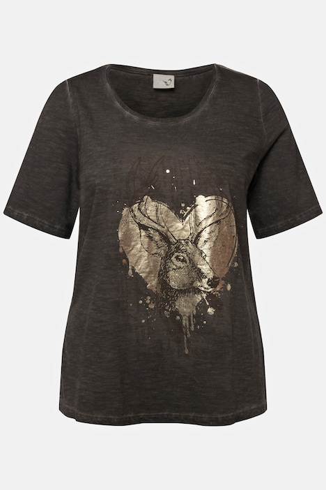 Trachten-T-Shirt, Hirsch, Classic, Rundhals, Halbarm
