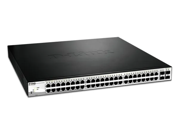 D-Link Web Smart DGS-1210-52MP - Switch - Administreret - 8 x 10/100/1000 (PoE )   40 x 10/100/1000 (PoE)   4 x SFP - desktop, monterbar på stativ - PoE  (370 W)