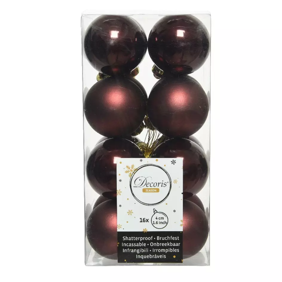 Lot de 16 boules de Noël (D40 mm) Alpine Acajou