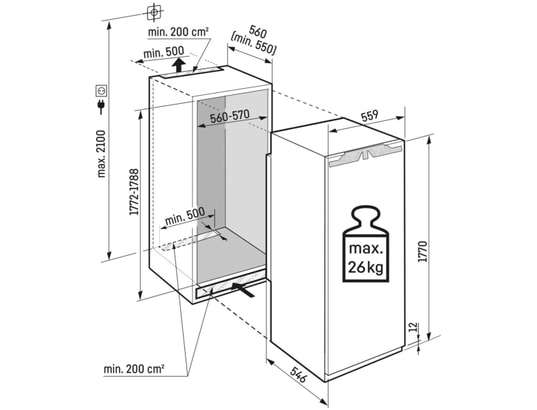 LIEBHERR - Congélateur encastrable armoire SIFNE5108-22, Pure, 213 L, No frost, VarioSpace