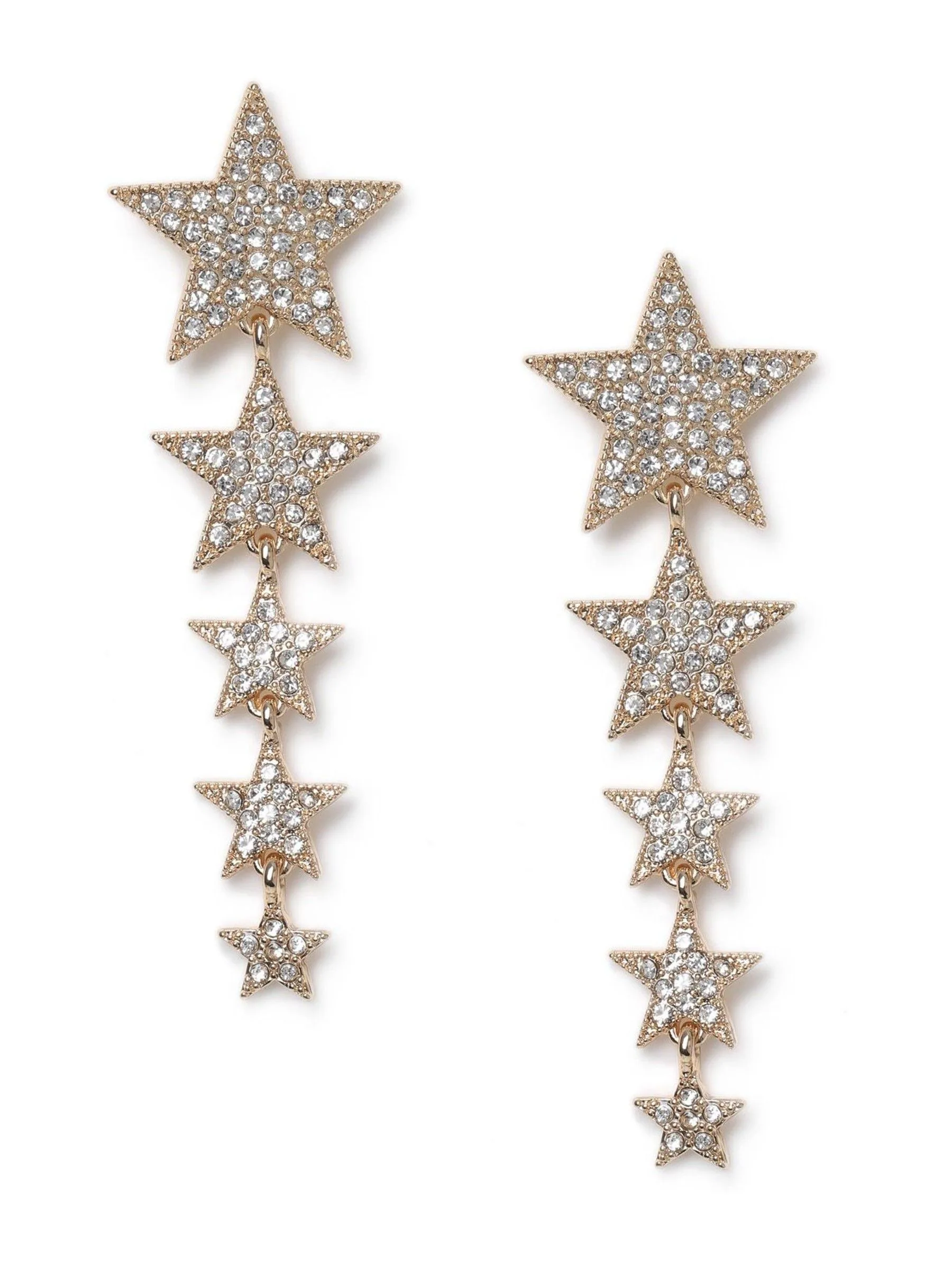 Aela Goudkleurige Kerstmis driedubbele ster oorbellen