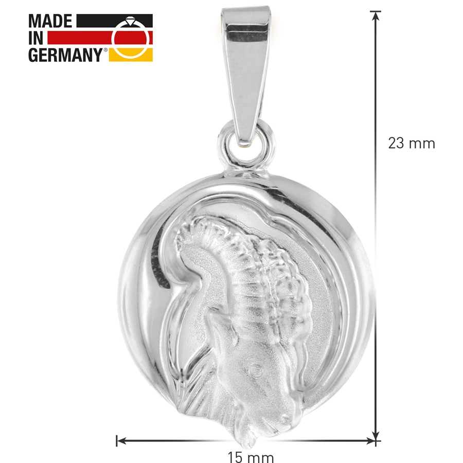 trendor Steinbock Sternzeichen mit Halskette 925 Silber Ø 15 mm silver