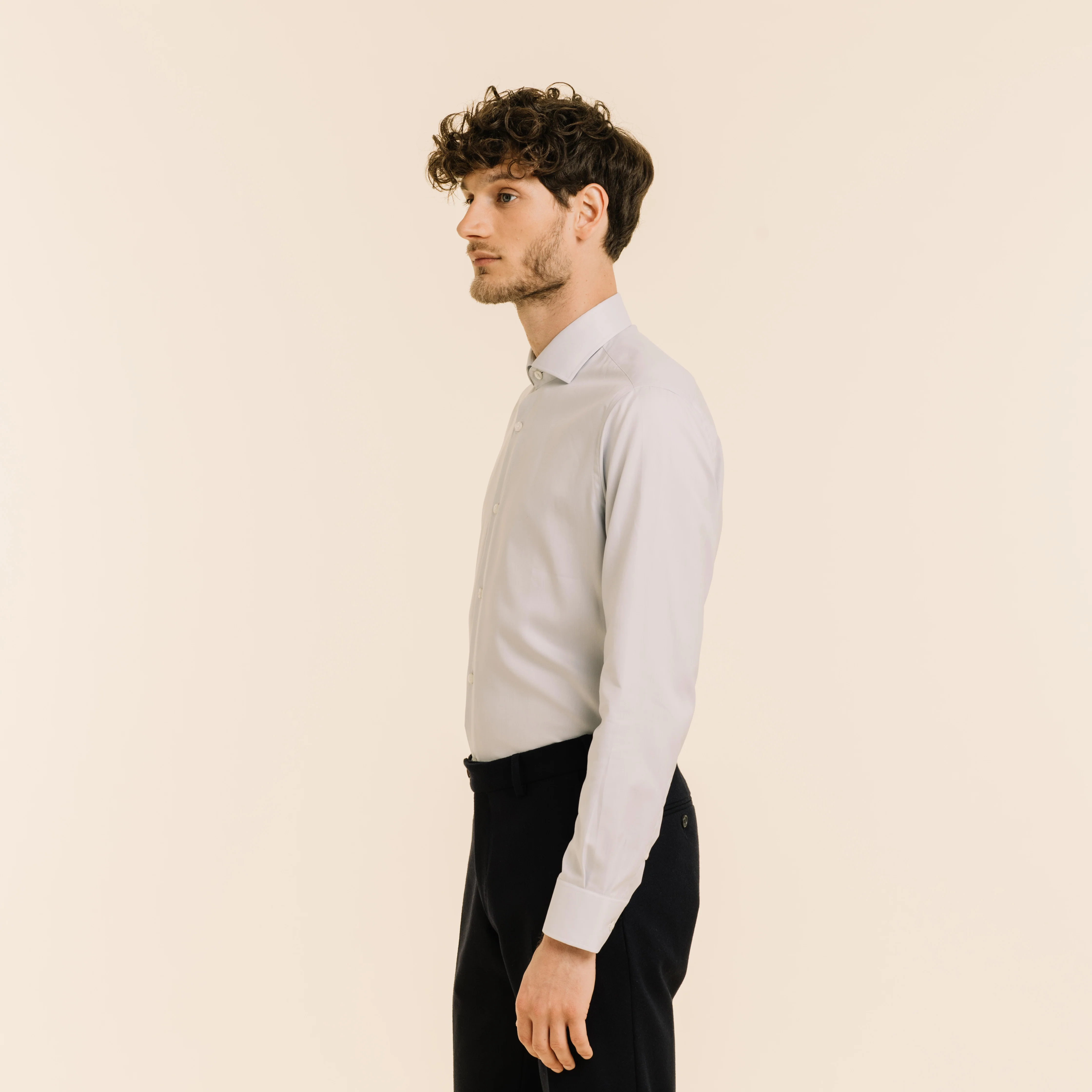 Gray double-twisted Oxford shirt