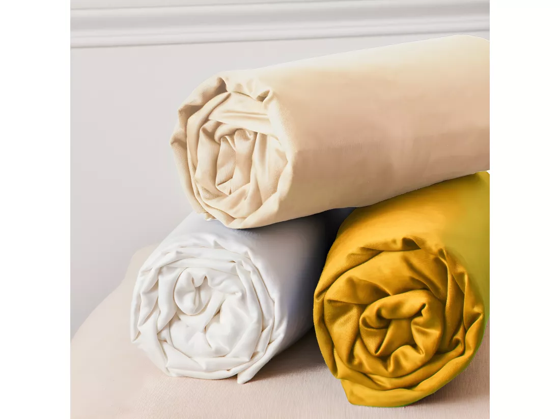Parure de lit 2 personnes en coton 57 fils imprimé blanc 240x220cm