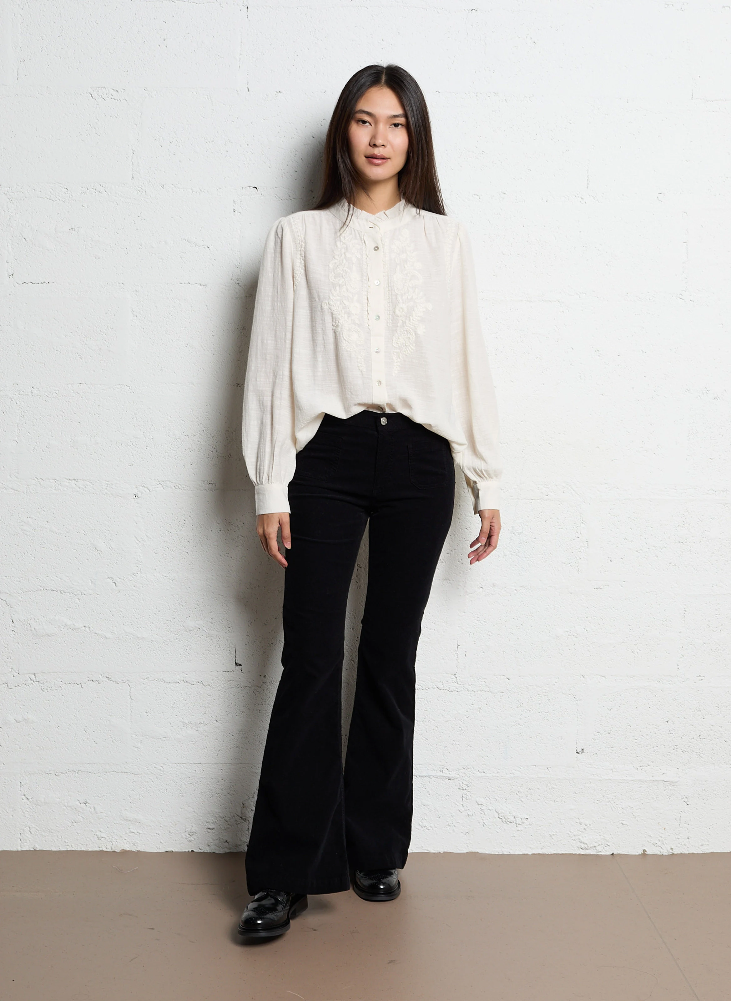 BROOKE - Chemise brodée en coton| Blanc