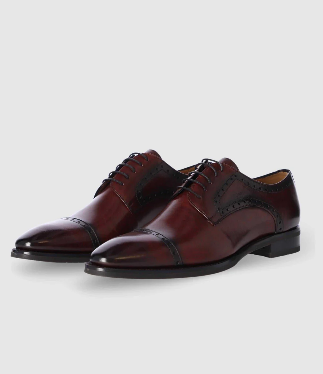 Derby couture en cuir bordeaux OCTAVE