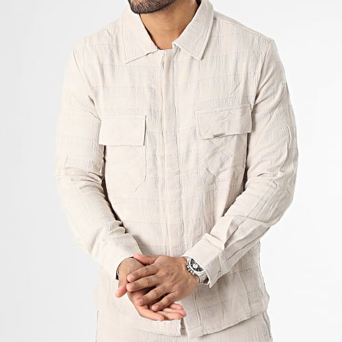 Ensemble Chemise Manches Longues Et Pantalon Beige