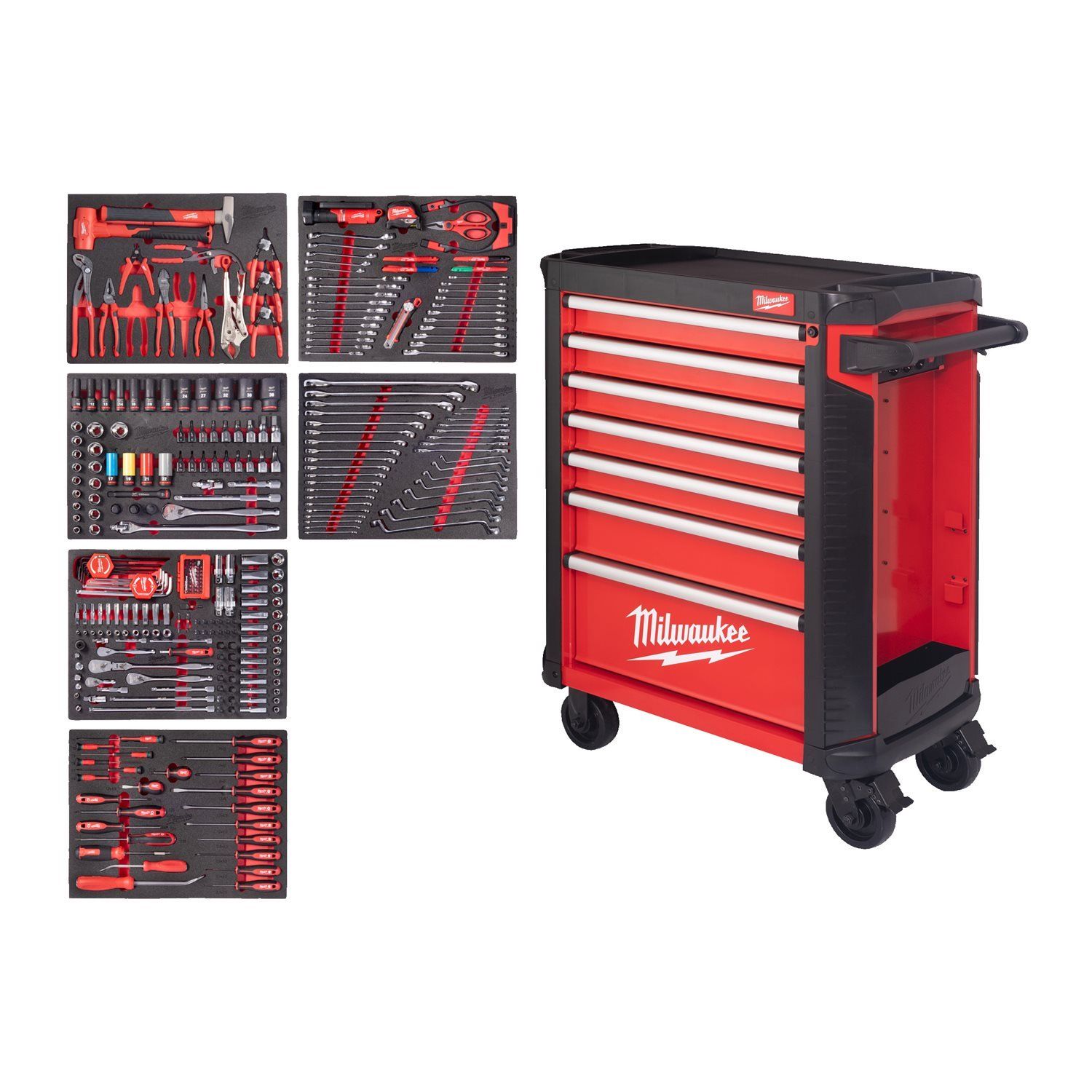 Milwaukee TOOLGUARD™ Gevulde stalen gereedschapswagen rood 78cm automotive 337-delig - 4932500753