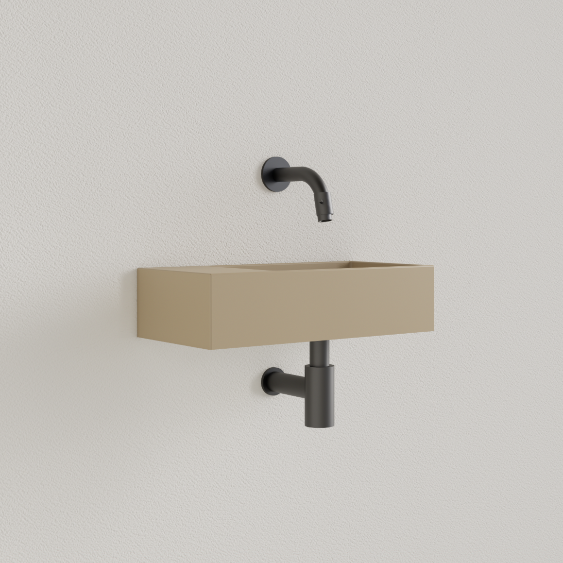 Sanigoods Nano fontein links cappuccino zonder kraangat 36x18cm