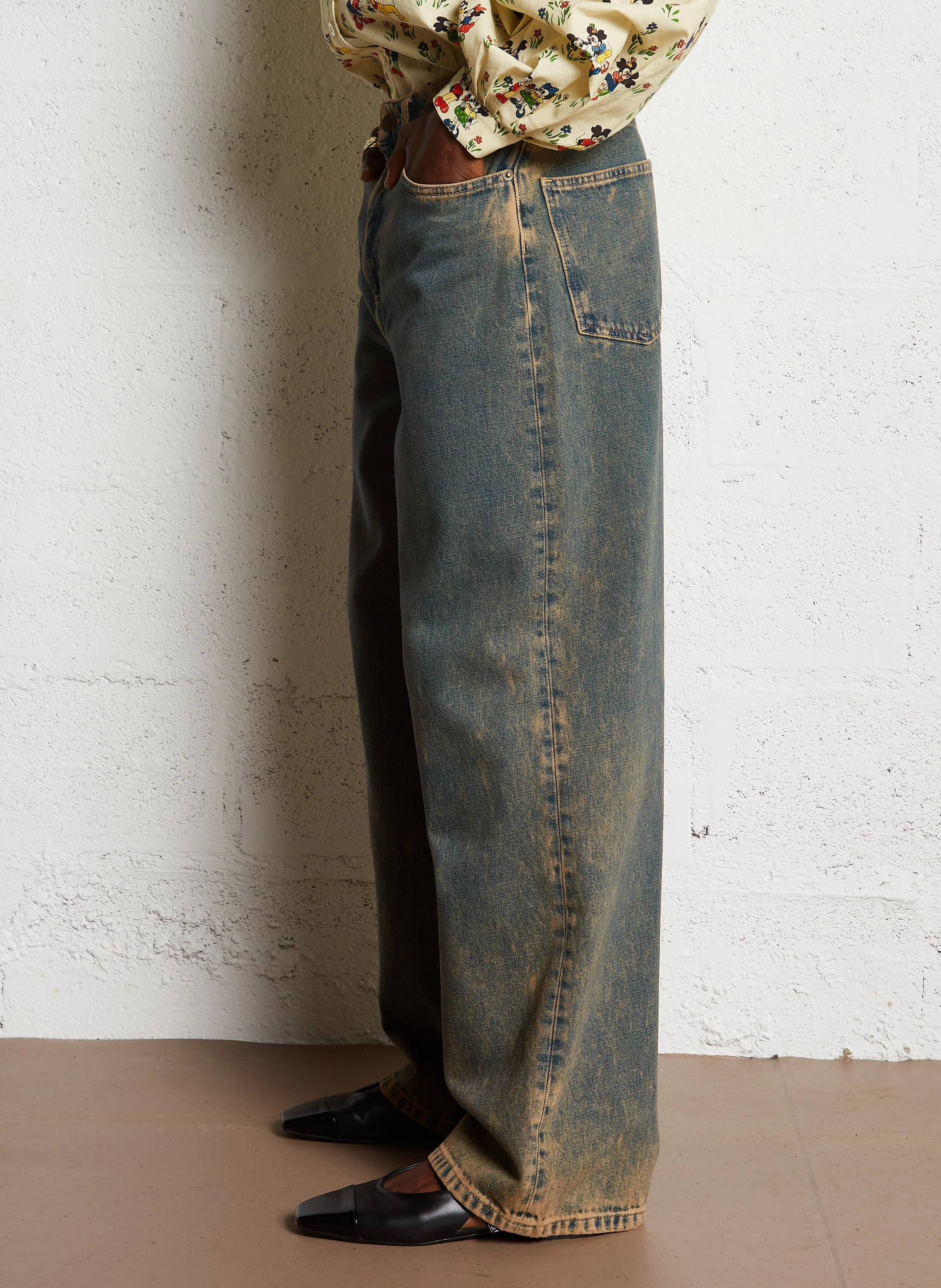 OTTAWA - Jean large taille haute en coton | Bleu