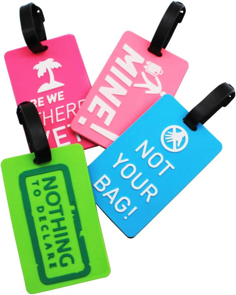 (4er Set) Silikon Kofferanhänger Gepäck Etiketten Luggage Tag mit Adressschild - NOT YOUR BAG