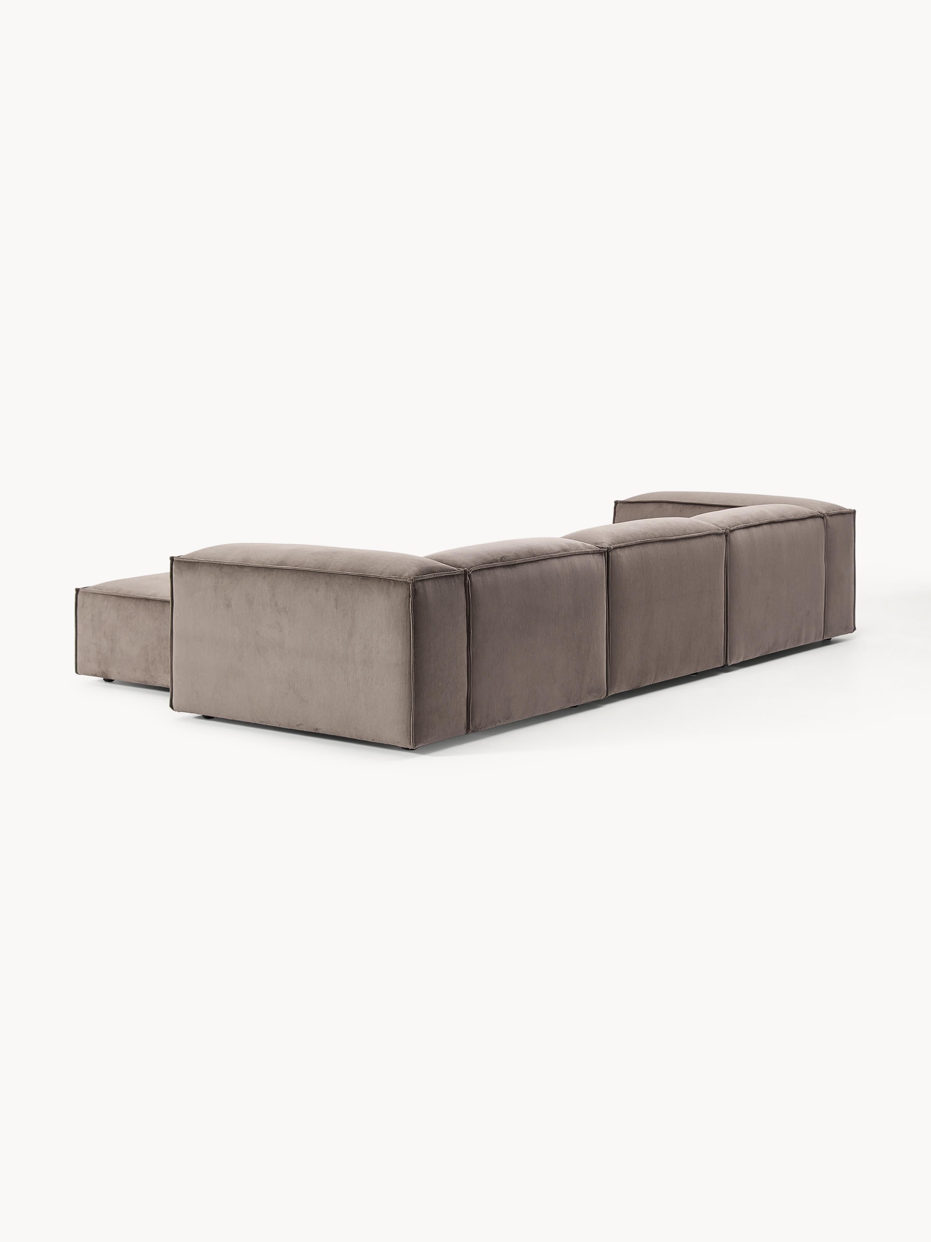 Modulaire bank Lennon (4-zits) van corduroy met poef (links/rechts)