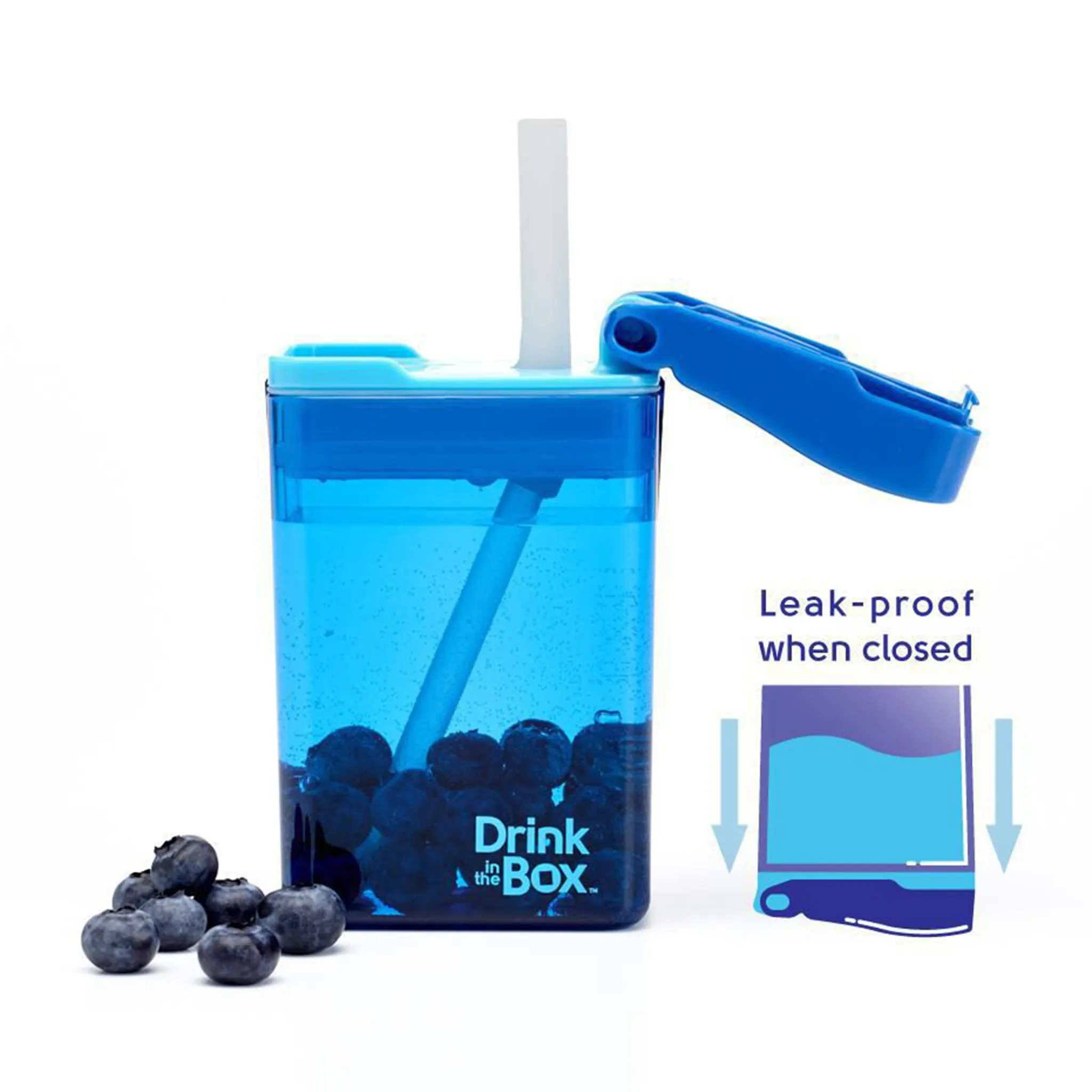Drink in the Box Contenant avec Paille 8oz- Bleu