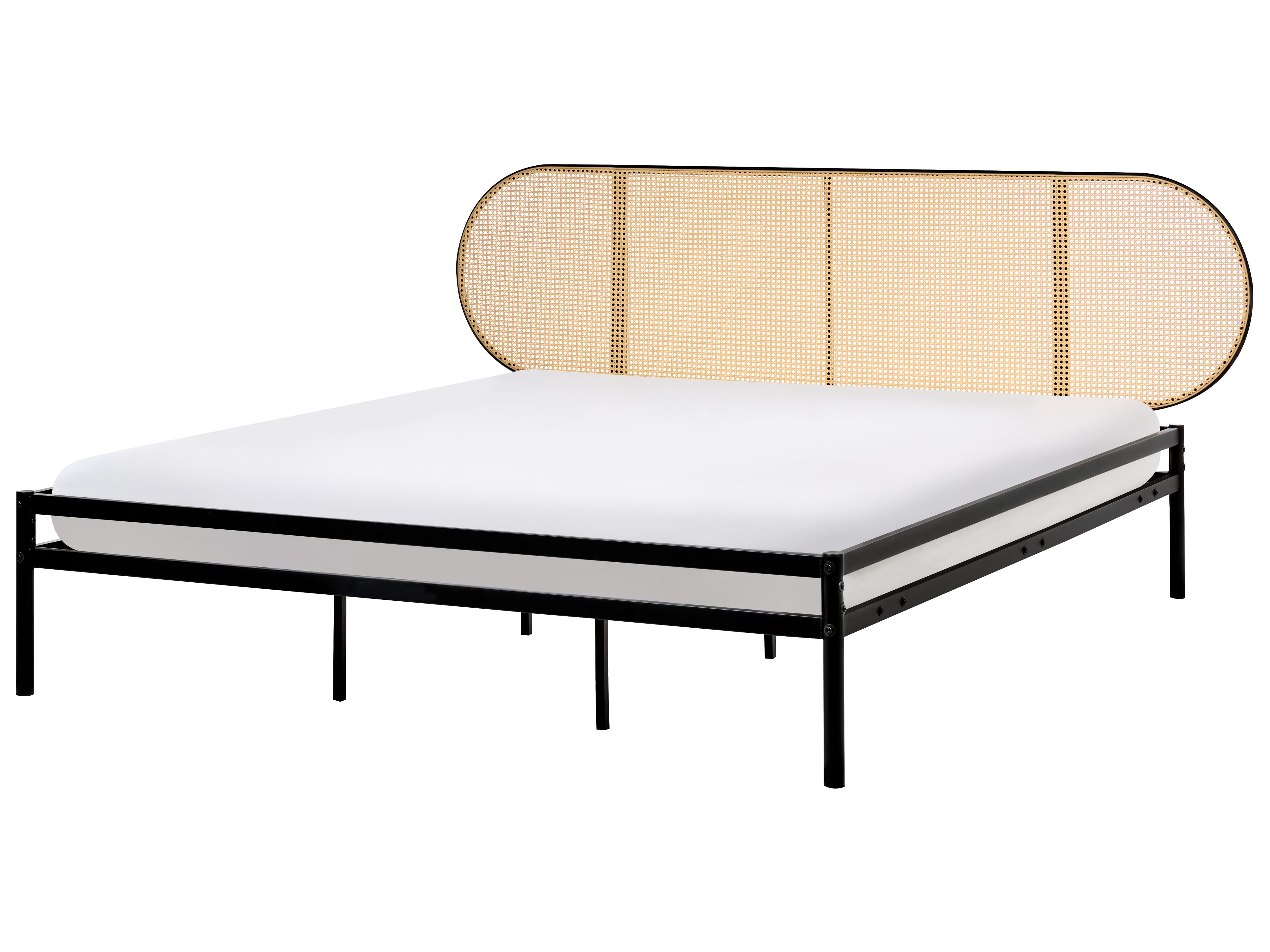 Bed PE rotan BOULIN 180 x 200 cm Zwart