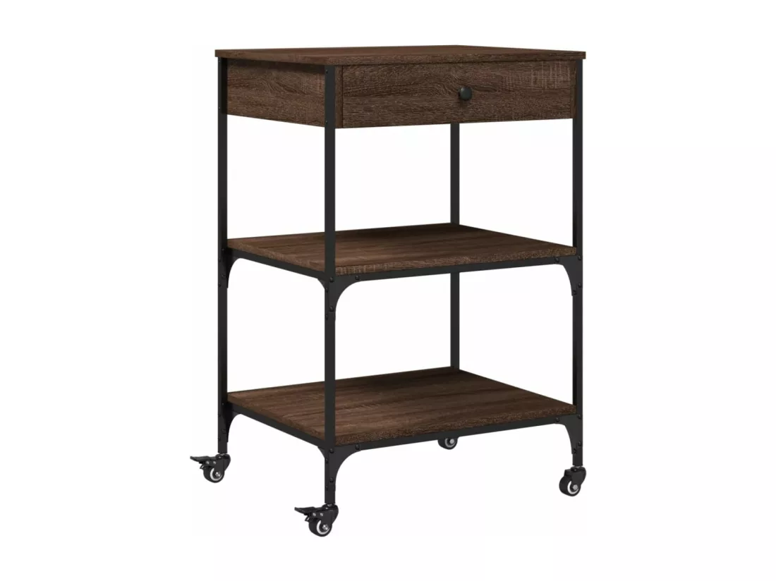 Chariot de cuisine chêne marron 60x48x89,5 cm bois d'ingénierie