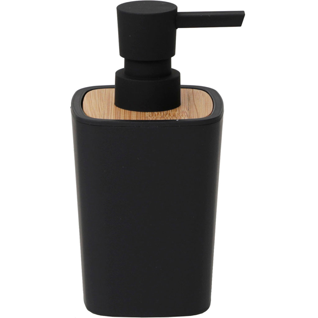 Distributeur de savon bambou noir 7.5x15.5x7.5cm