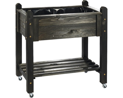 Verhoogd tuinbed op palen, basis, zonder wielen, 90x60x85 cm, zwart