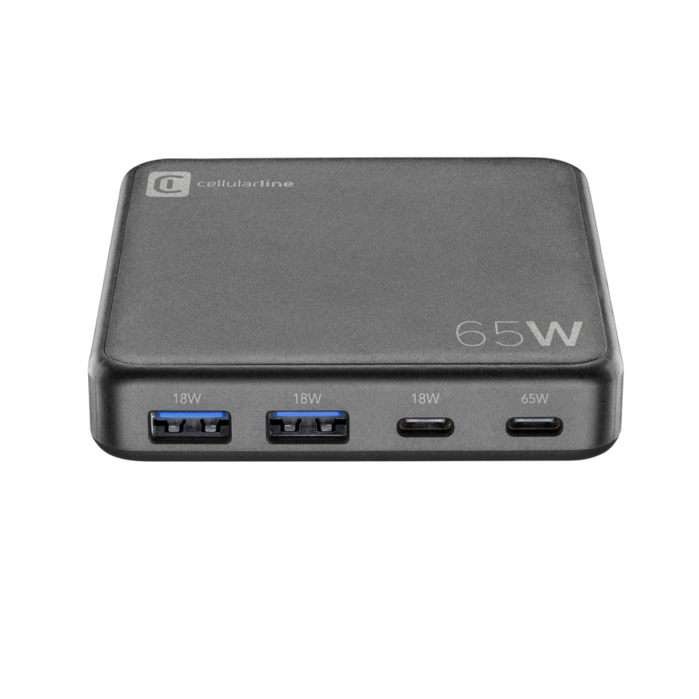 (65W) Multipower Desk Dual USB A / Dual USB C GaN Ladegerät   Netzladekabel (ACHUSBGAN4PD65WK) - Schwarz
