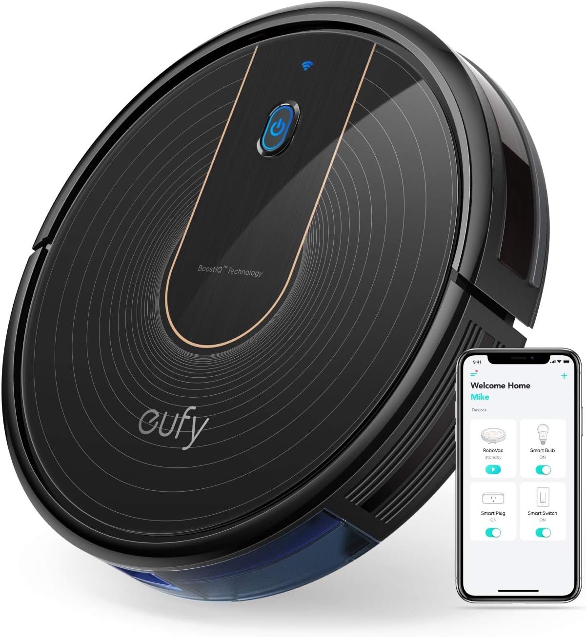eufy by Anker RoboVac 15C Saugroboter [BoostIQ] mit WLAN Funktion, extrem flaches Design, 1300Pa Saugkraft, Geräuscharmer Betrieb, Selbstaufladender Staubsaugerroboter, für Hartböden und Teppiche