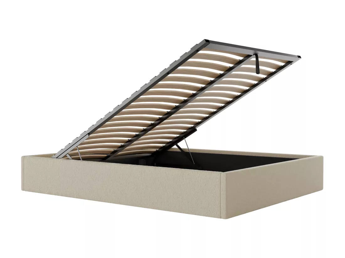 Sommier coffre 160 x 200 cm en tissu bouclette - Beige - PONTOS de YSMÉE