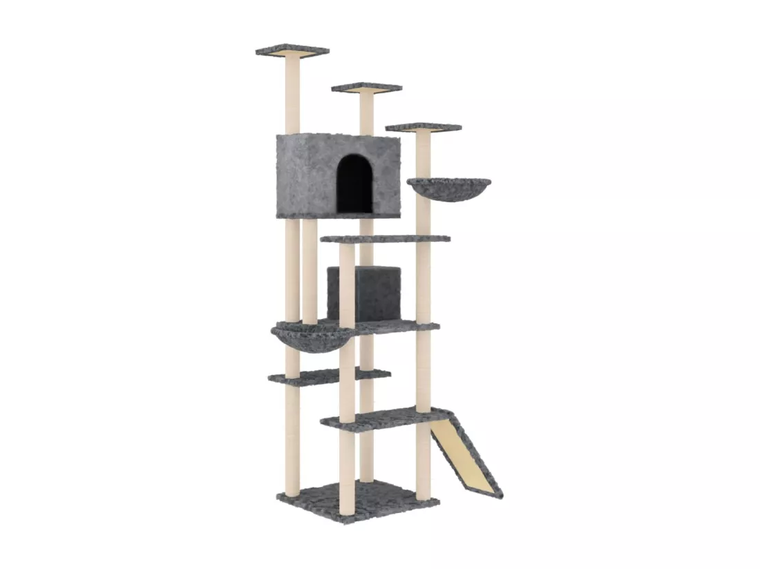 Arbre à chat avec griffoirs en sisal Gris foncé 191 cm