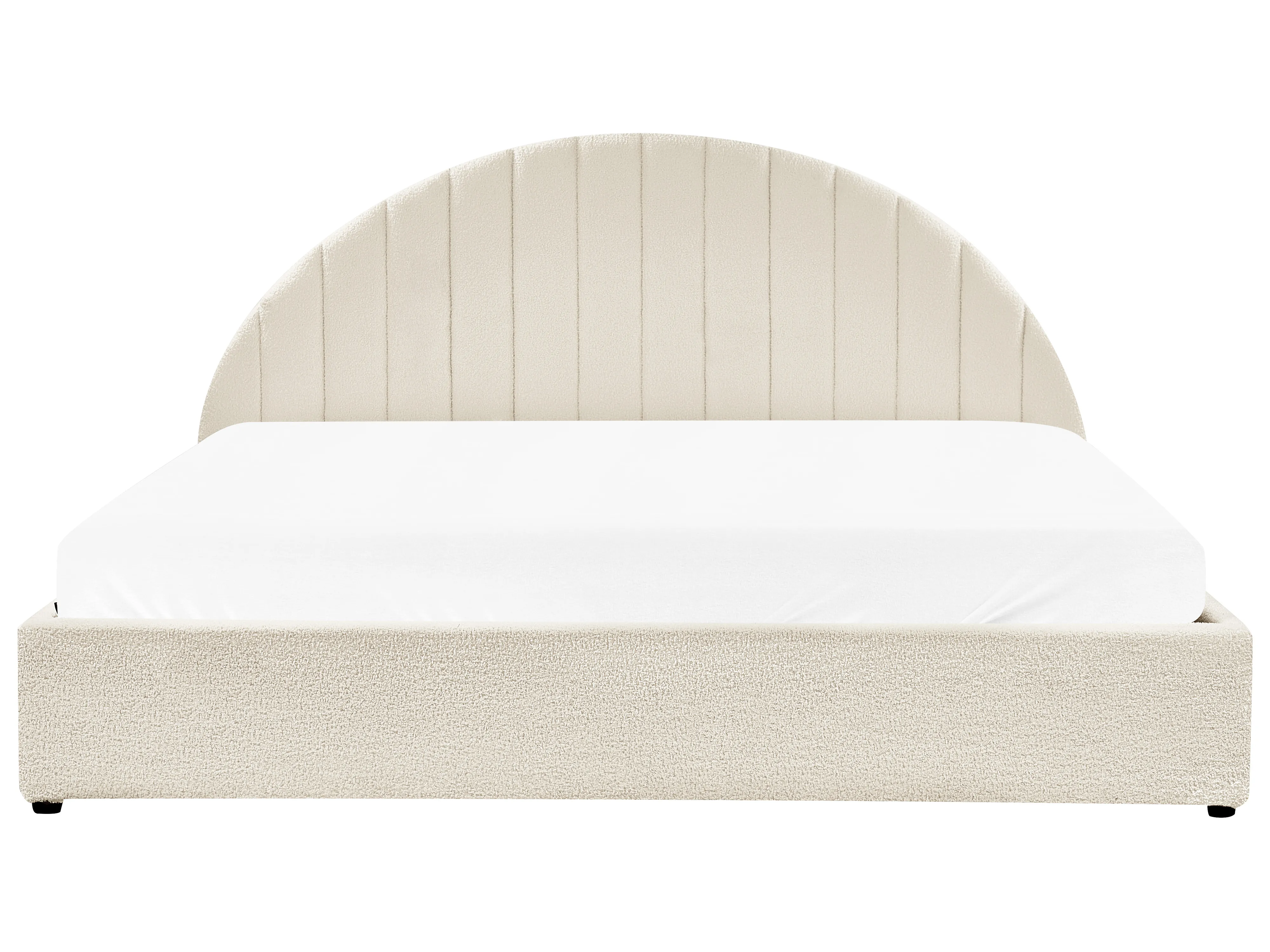 Bed met opbergruimte Bouclé CHADENET 180 x 200 cm Gebroken wit