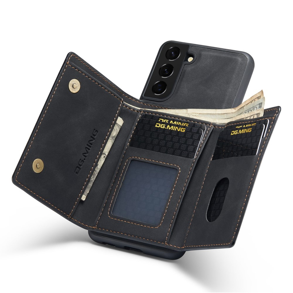 2in1 Samsung Galaxy S23 5G Leder Hülle Wallet   Magnetisches Kreditkartenfach - Schwarz