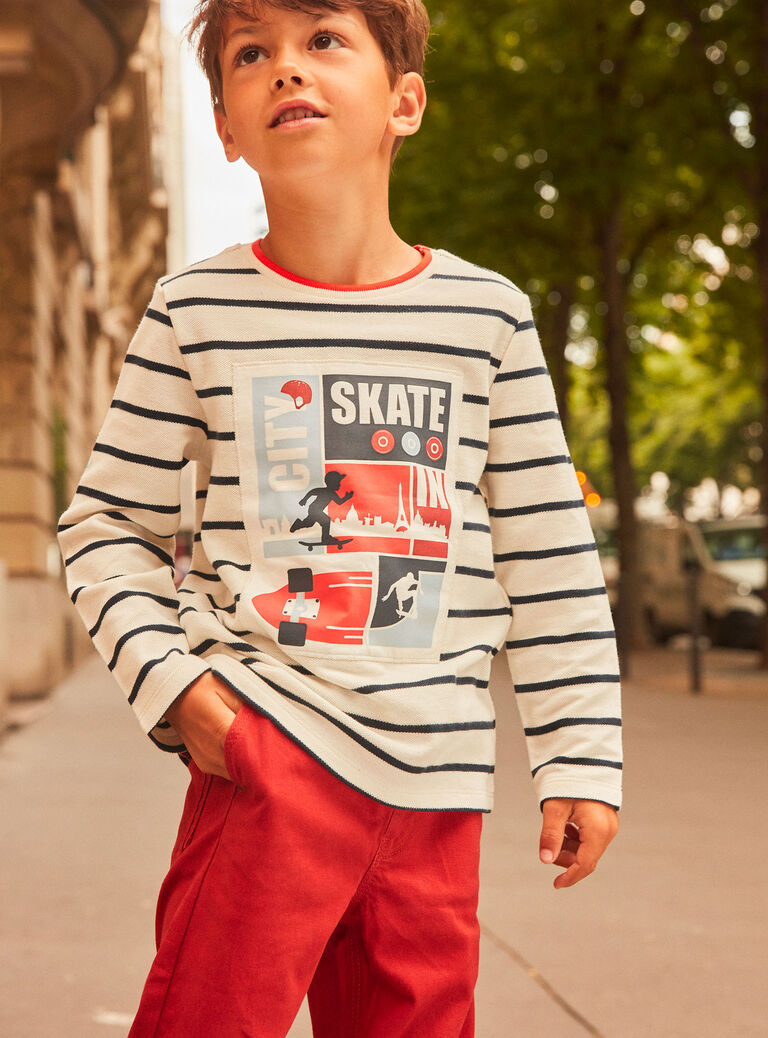 Pantalon droit rouge à taille élastiquée