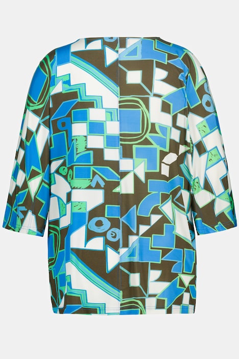 Slinkyshirt, Ziernaht, U-Boot-Ausschnitt, 3/4-Arm