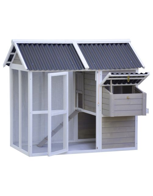 Homestyle Kippenhok Toscany - Kippenhok - 128x120x138 cm Wit Bruin