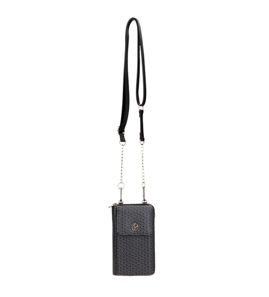 Bolsa de ombro para celular Megan preta da Pepe Jeans