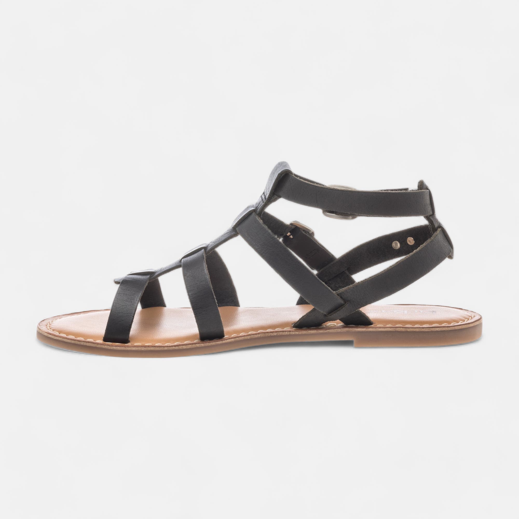 Nu-pieds Femme en cuir noir