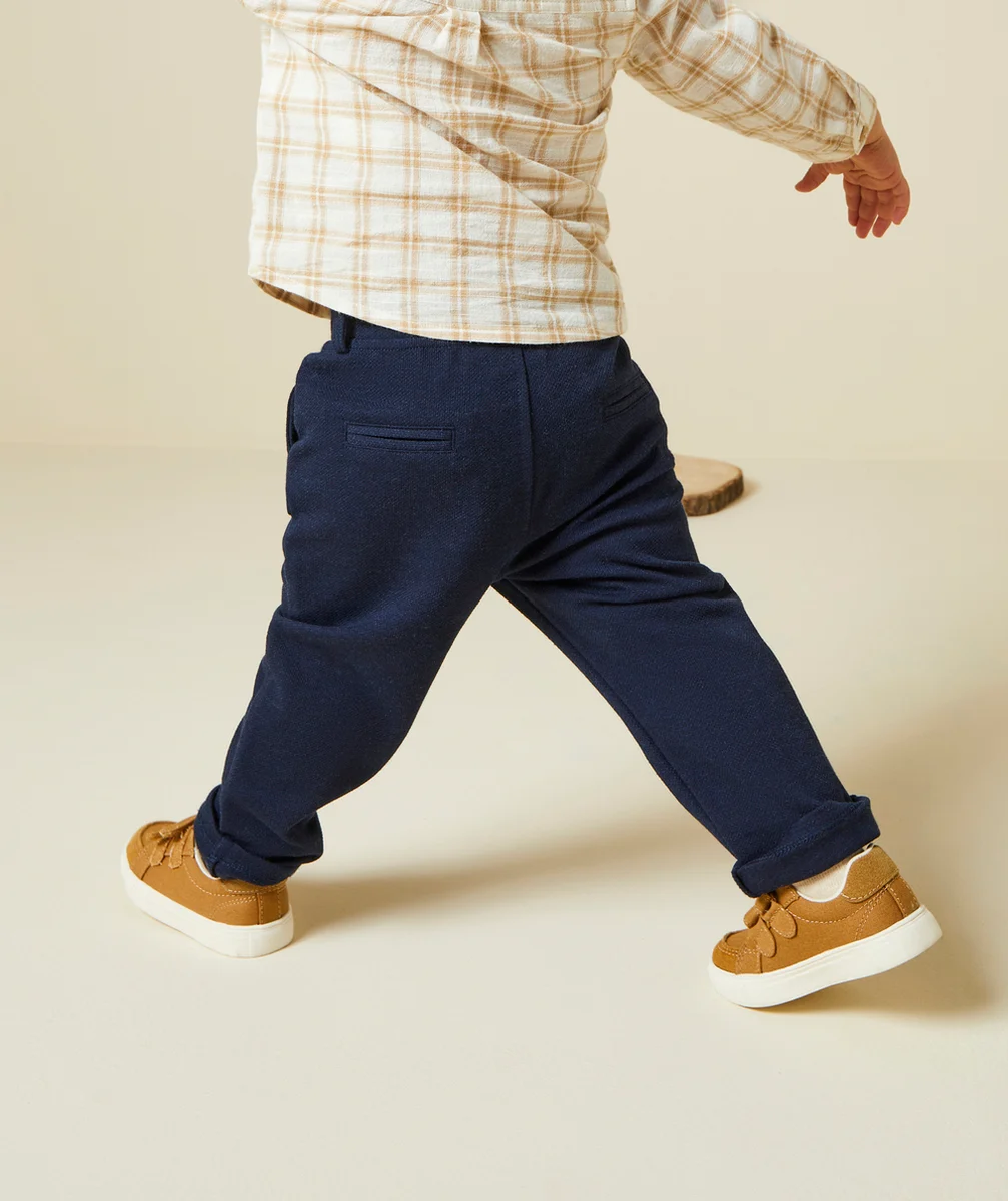 PANTALON CHINO BÉBÉ GARÇON BLEU MARINE EN MAILLE