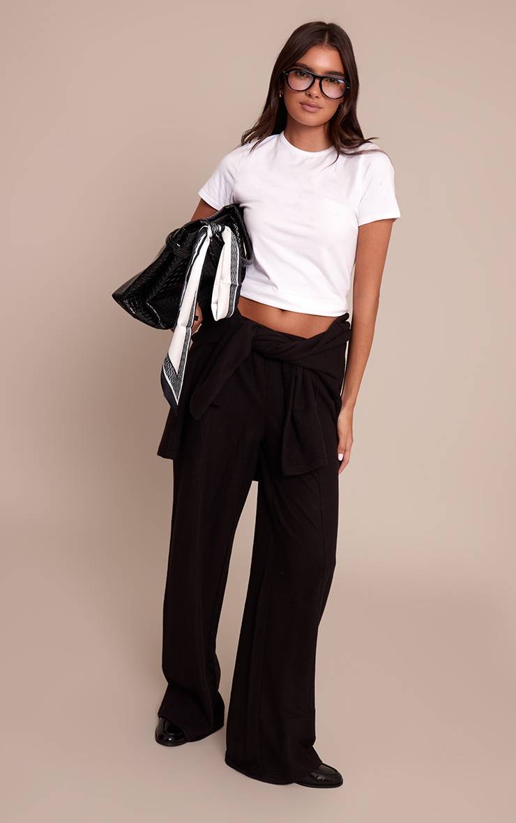Noir Pantalon De Jogging Large À Pinces En Coton Doux
