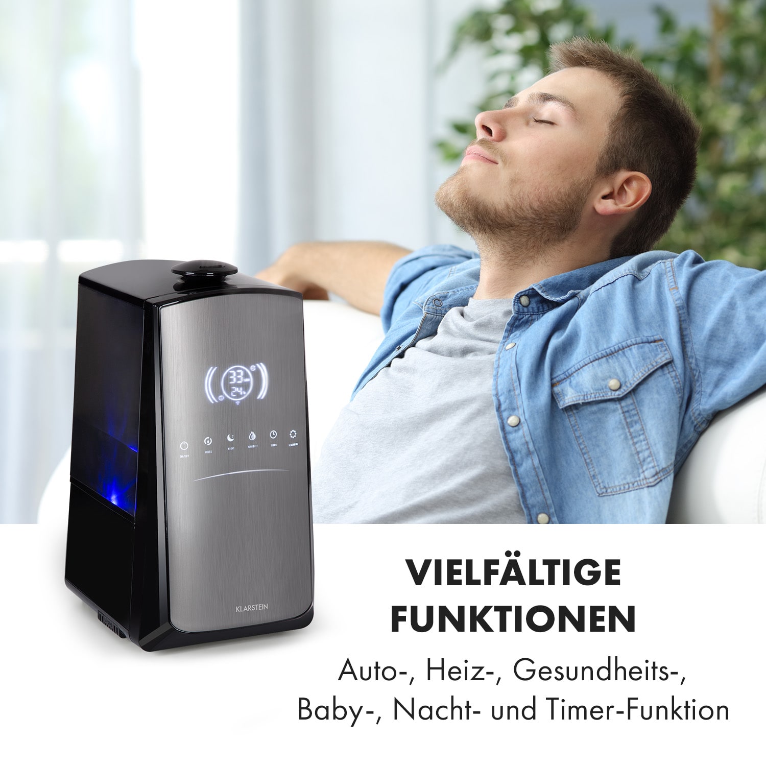 VapoAir Opal Smart Luftbefeuchter App-Steuerung LED-Screen Fernbedienung Schwarz