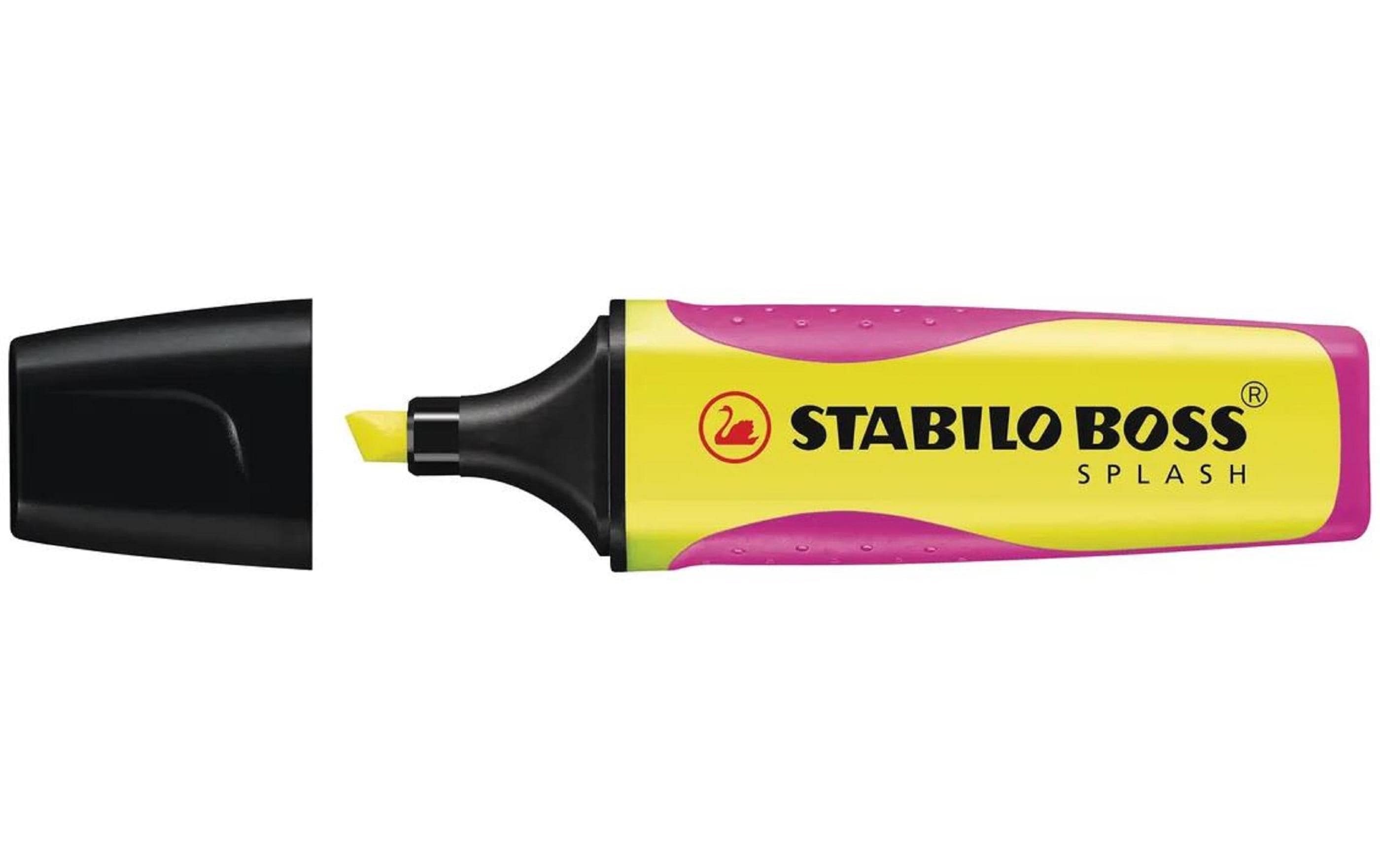 Textmarker Boss Splash GelbTextmarker mit Tinte auf Wasserbasis