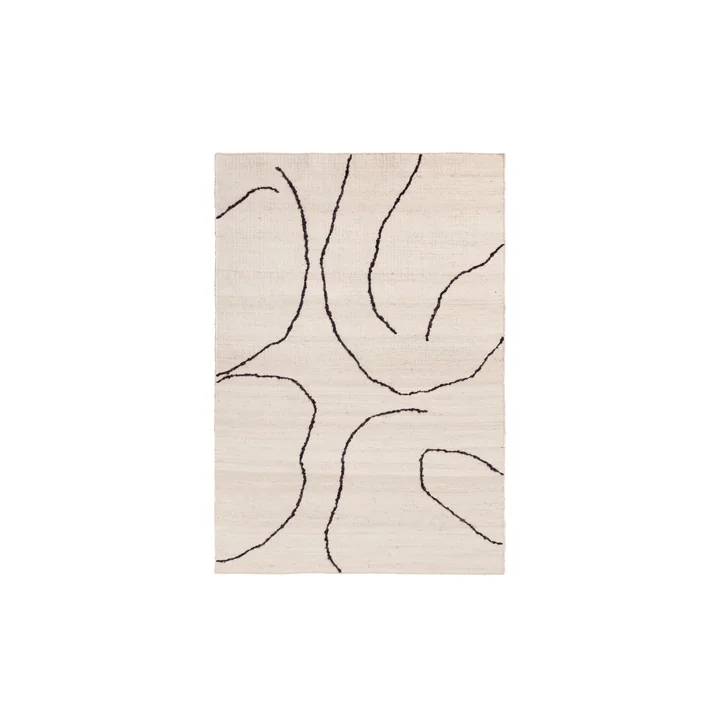 Ferm Living - Gesso Juteteppich, 140 x 200 cm, off-white / dark fig