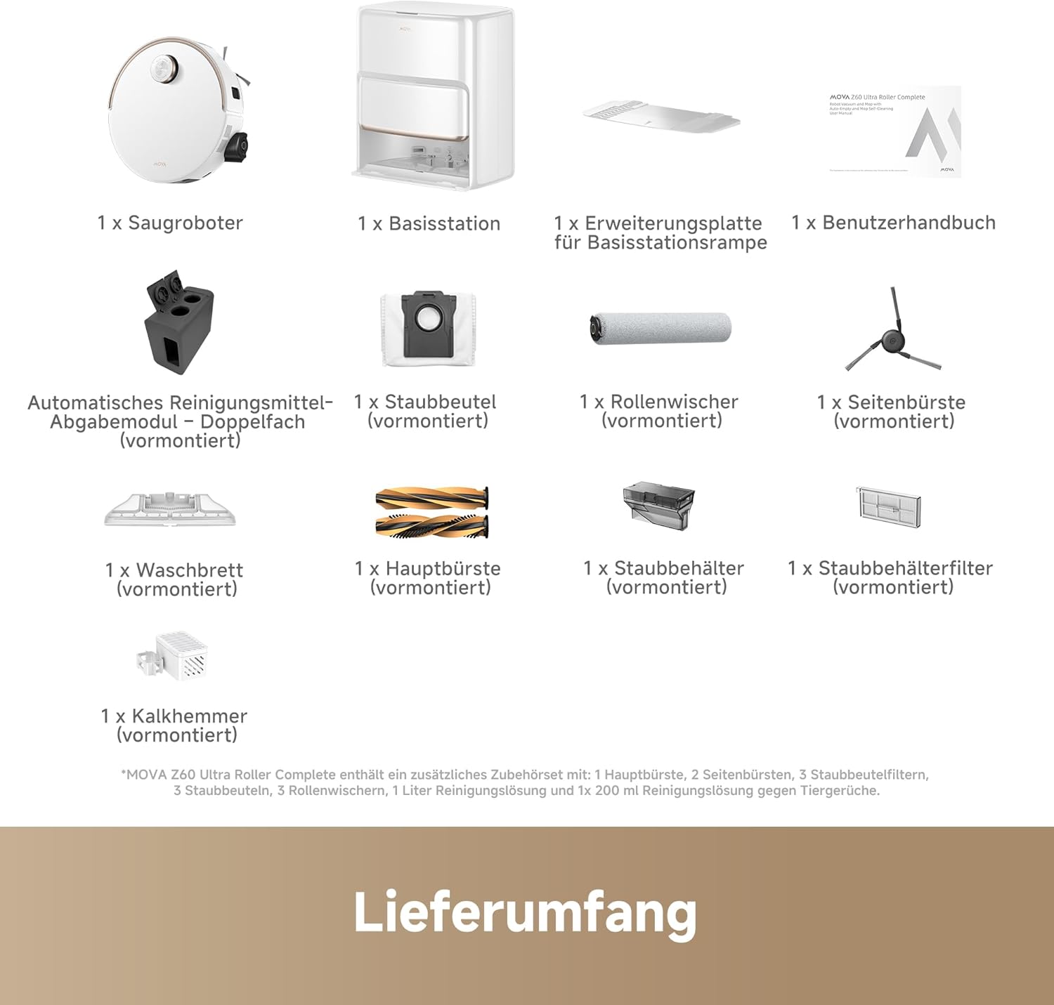 MOVA Z60 Ultra Roller Complete Saugroboter mit Wischfunktion, HydroForce-Wischen, AutoShield-Technologie, LiftPro-Gehäuse und StepMaster 2.0-System, 28.000 Pa Saugkraft, Wischen mit DuoSolution-System