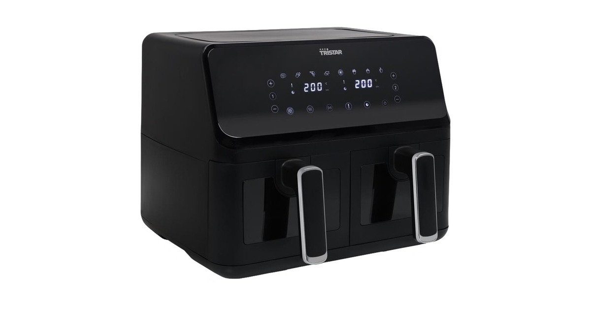 TristarFR-9040 Airfryer met dubbele mand heteluchtfriteuse  (Zwart, 8 liter)